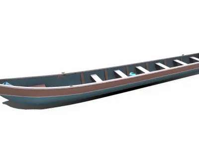 Traditional Long Boat Low-poly PBR Low-poly 3D model