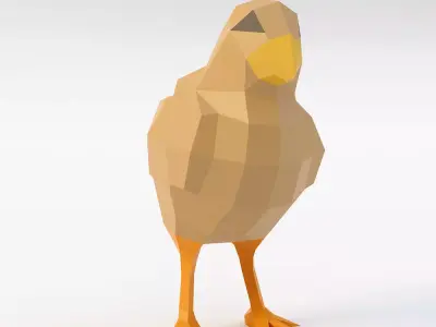 Chick low poly 3d model chicken Low-poly 3D model