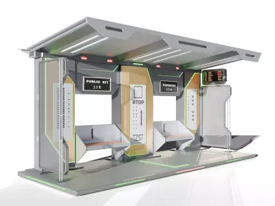 Sci-Fi Futuristic Bus Stop Low-poly 3D model purchase