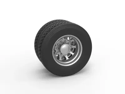 Rear custom wheel of semi truck Version 5 Scale 1 to 25 3D print model