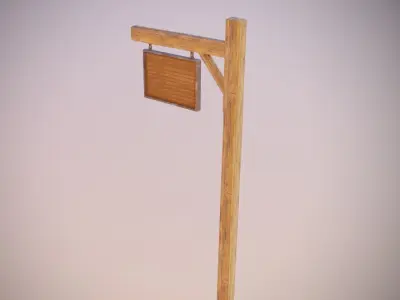 Old Sign Low-poly game ready Low-poly 3D model