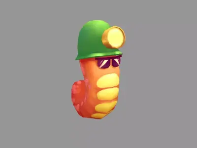 Cartoon caterpillar miner Low-poly 3D model