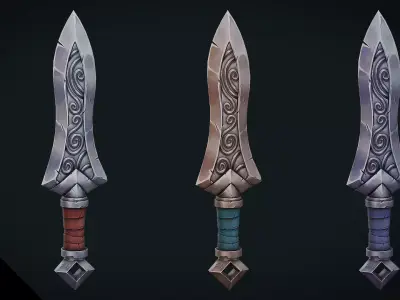 Stylized Fantasy Dagger - Game Ready Hand Painted Weapon Low-poly 3D model