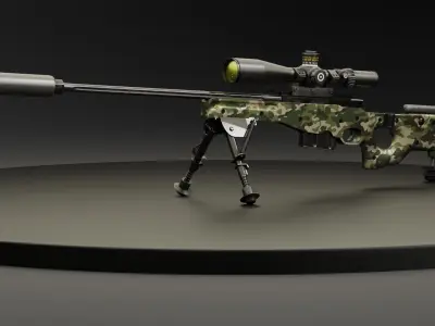 AWM Sniper Rfle Low-poly 3D model