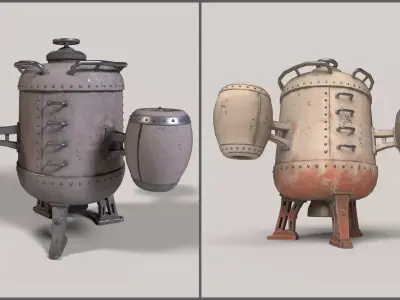 Stylized Flying Machine - 2 texture sets Low-poly 3D model