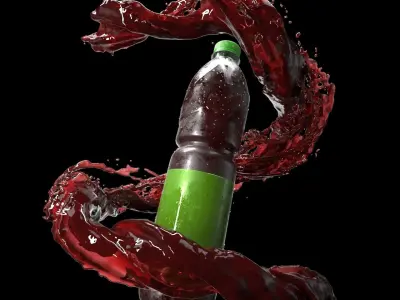 Animated water-liquid splash simulation - NO PLUGIN 3D model