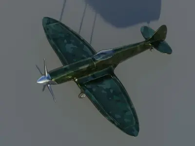 Spitfire plane Low-poly 3D model