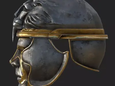 Medieval Fantasy Helm Low Poly PBR Low-poly 3D model