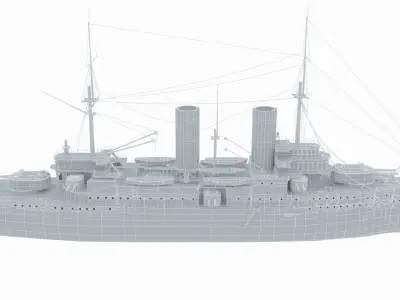 Russian battleship Slava Low-poly 3D model
