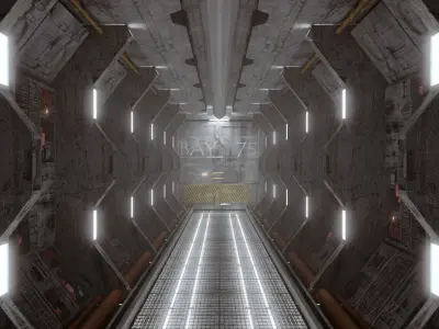 Spaceship Corridor Free 3D model