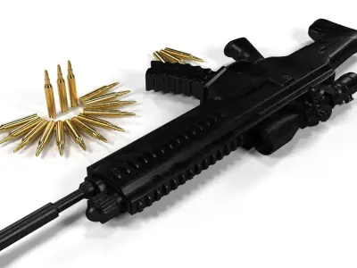 SG553Rifle gun and bullets 3D model