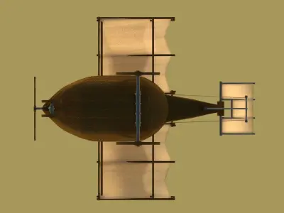 wooden Leanardo de Vinci style flying machine Low-poly 3D model