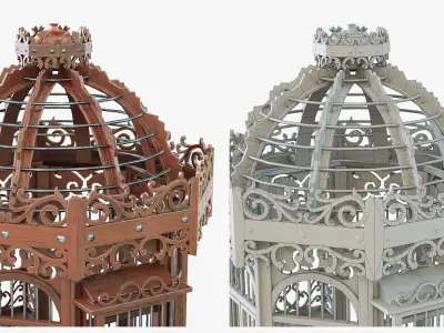 Birdcage Wooden Low-poly 3D model