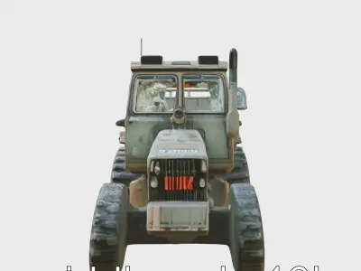 Battle-Scarred Military Tractor 3D Model Low-poly 3D model