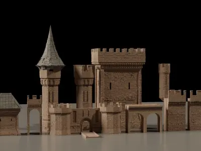 Fantasy Castle Kitbash Set 3D model