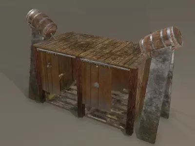 Medieval Outdoor Shower Free low-poly 3D model