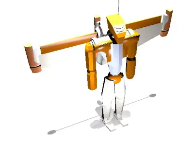 Futuristic War-Robot with Jetpack Low-poly 3D model