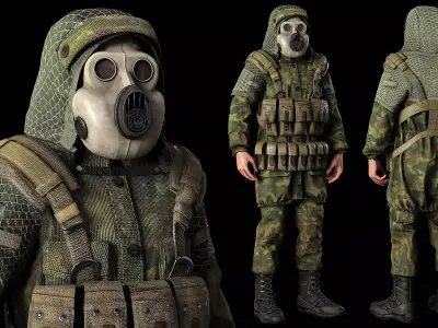 Post apocalyptic survivor 3 Game ready low poly character Low-poly 3D model