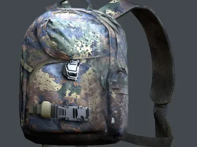 Backpack military combat Black baggage Low-poly 3D model