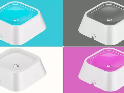 Colorful Plastic Dog Feeding Bowl 3D model