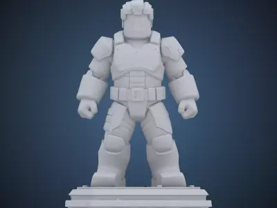 Armored Hero Figurine - Low Poly Style Miniature PM-213 3D print model