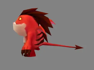 Cartoon Fire Dragon Monster - Baby Dragon Demon Low-poly 3D model