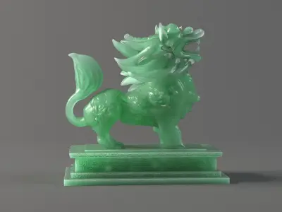 carved model jade seal Panlong Dragons 3D model