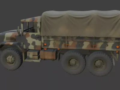 Military Camouflage Cargo Truck 3D Model 3D model