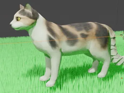 THE CUTE CAT - ANIMAL 3D MODEL - 3D MODELING - FLUFFY CAT  Low-poly 3D model