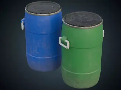 Plastic Barrel 1B Low-poly 3D model
