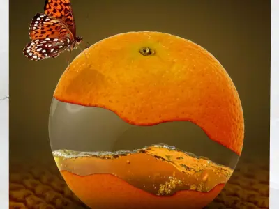 Canvas Art Surreal Orange Fruit Low-poly 3D model