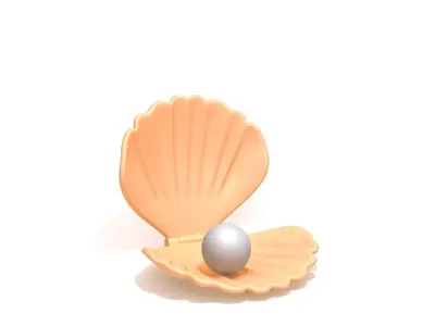 Shell and Pearl cartoon 3D model