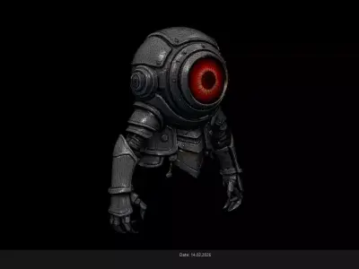 Low Poly Stylized Armored Ghost Eye - PBR Low-poly 3D model
