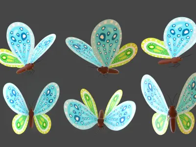 Butterfly Wing Flapping 9 Animated Low-poly 3D model
