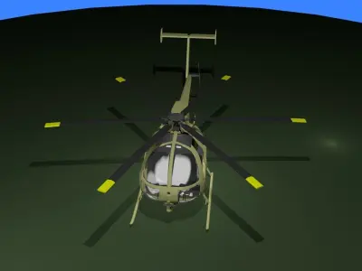 MH-6 military helicopter Low-poly 3D model