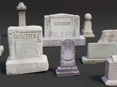 Gravestones Asset Pack Low-poly 3D model
