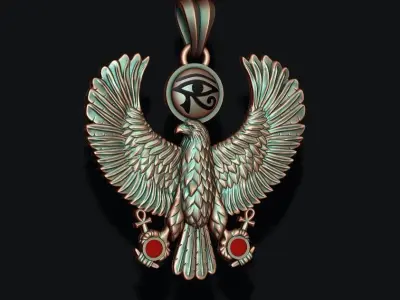 Egyptian Horus Falcon God pendant realistic 3D print model
