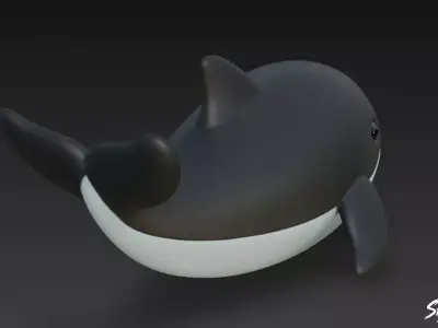 Cartoon Plush Whale Low-poly 3D model