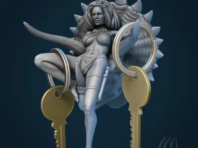 Cavewoman Key Holder 3D print model