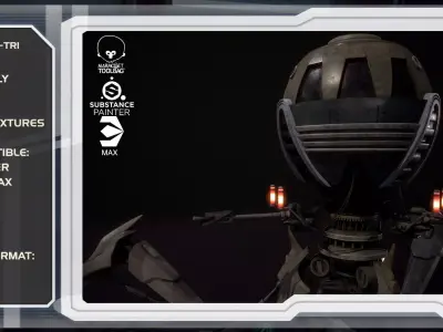 Combat Tri Droid Low-poly 3D model