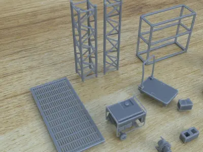 INDOOR MECHANIC ASSETS 1-35 SUPPORTED STL 3D print model