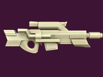 Sci-Fi Assault Rifle - Female Character Design Low-poly 3D model