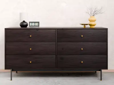 Dark Wood Modern Dresser  Free 3D model