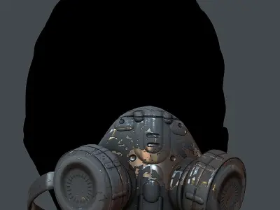 Gas mask helmet 3d model scifi Low-poly Low-poly 3D model