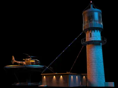 Lighthouse helicopter and 3D model