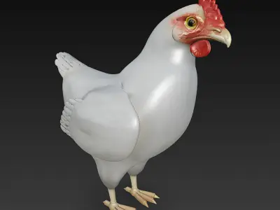 Chicken 3D Model Basic - Low Poly Simple Low-poly 3D model