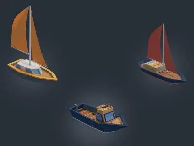 Ships and Boats Low-poly 3D model