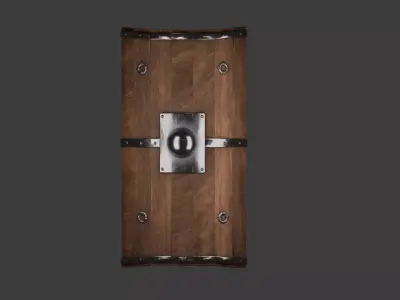 Wooden scutum shield Low-poly 3D model