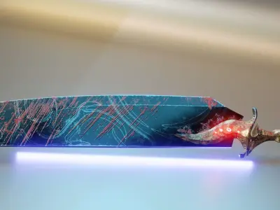 Two-handed Sword PBR Low-Poly Game-Ready 3D Model Low-poly 3D model