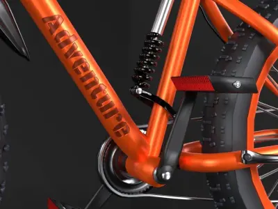 bicycle orange mountain bike Low-poly 3D model